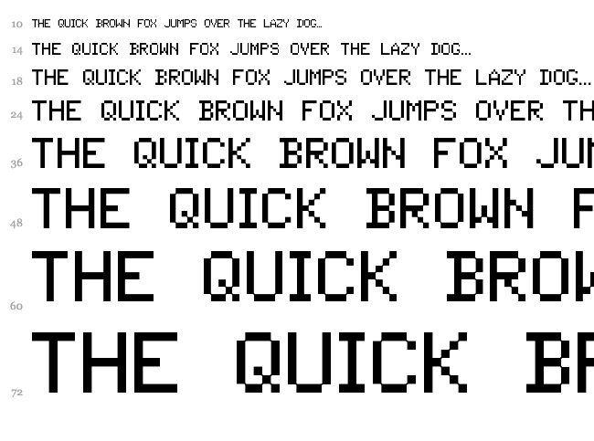 Pixel Tandysoft font waterfall